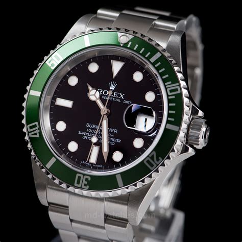 pre owned rolex submariner date green|rolex submariner green ceramic bezel.